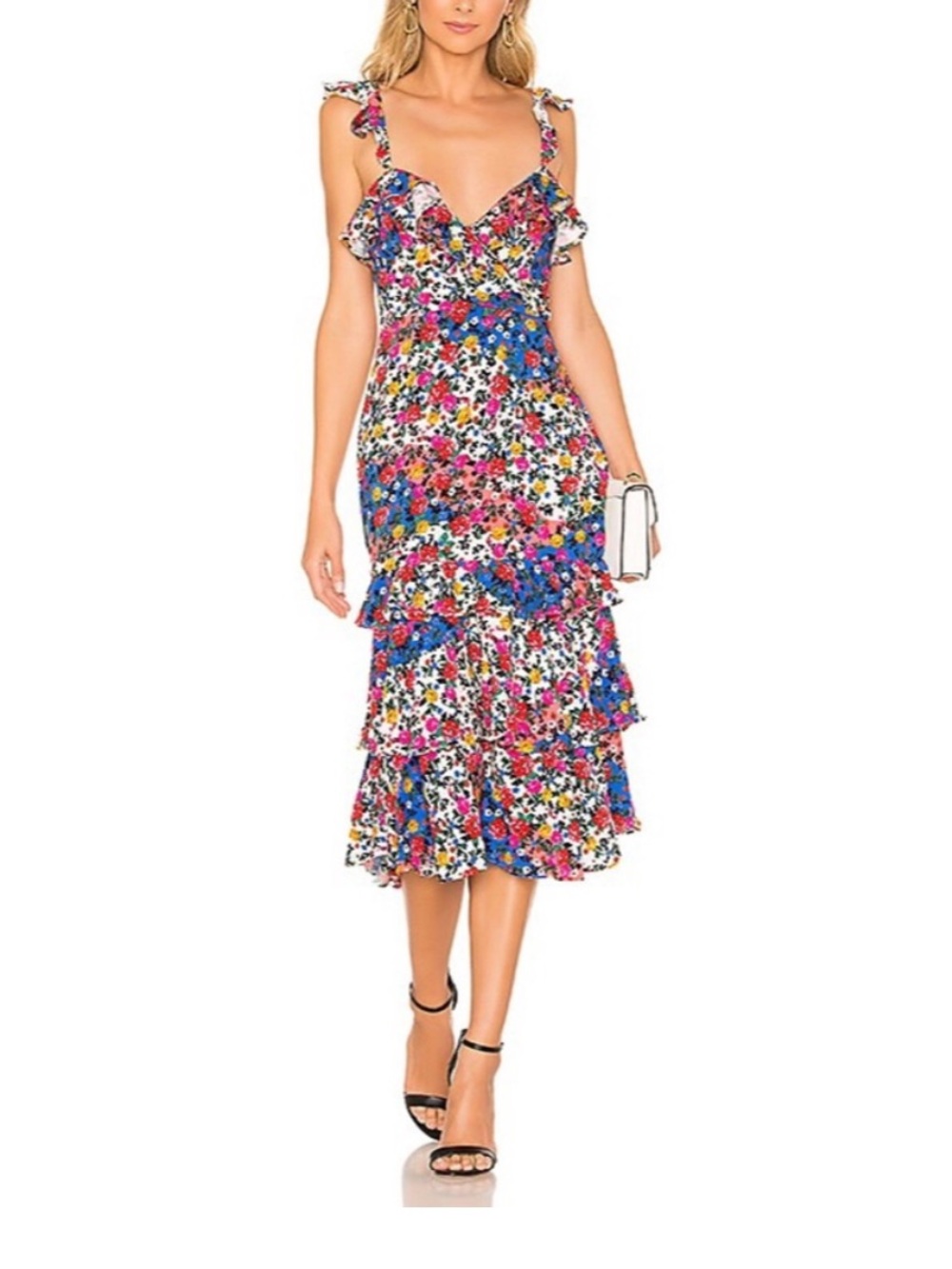 MAJORELLE Nolita Midi Dress in Patchwork Multi